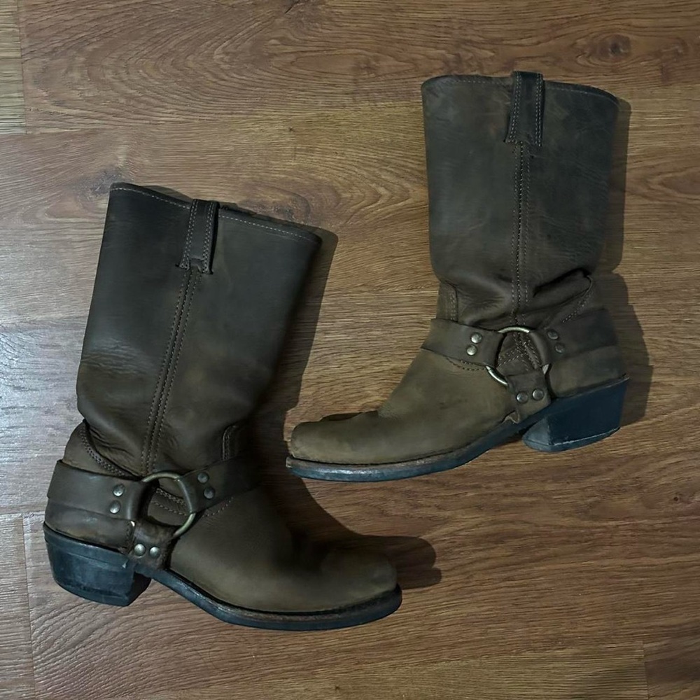 Frye Brown Moto Harness Boots Women’s 8.5